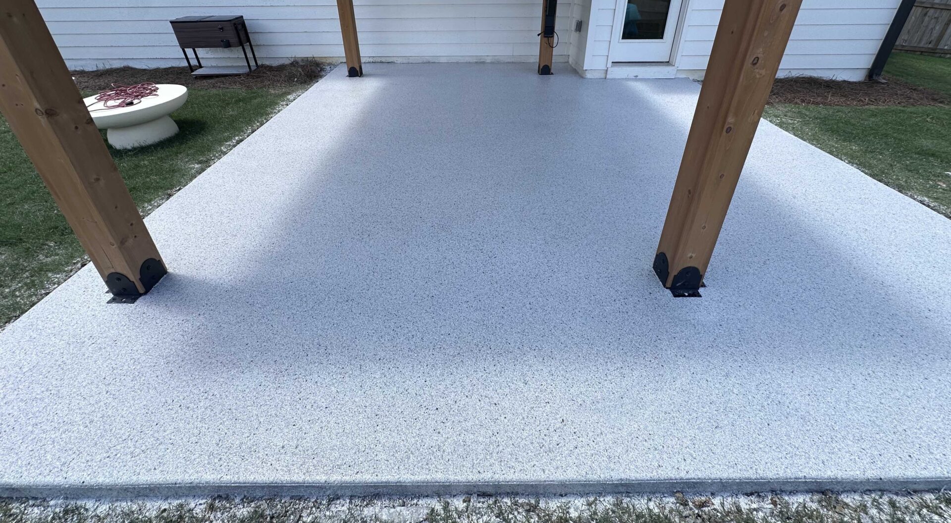 Newly coated polyaspartic patio