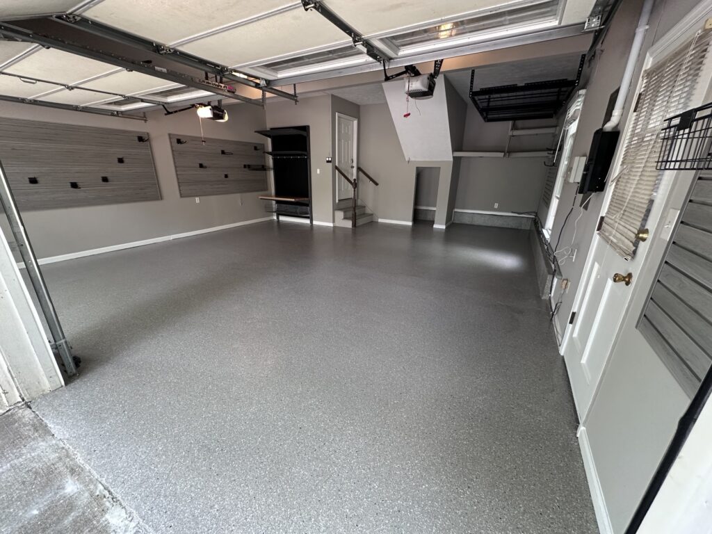 Transformed garage with polyaspartic and storage