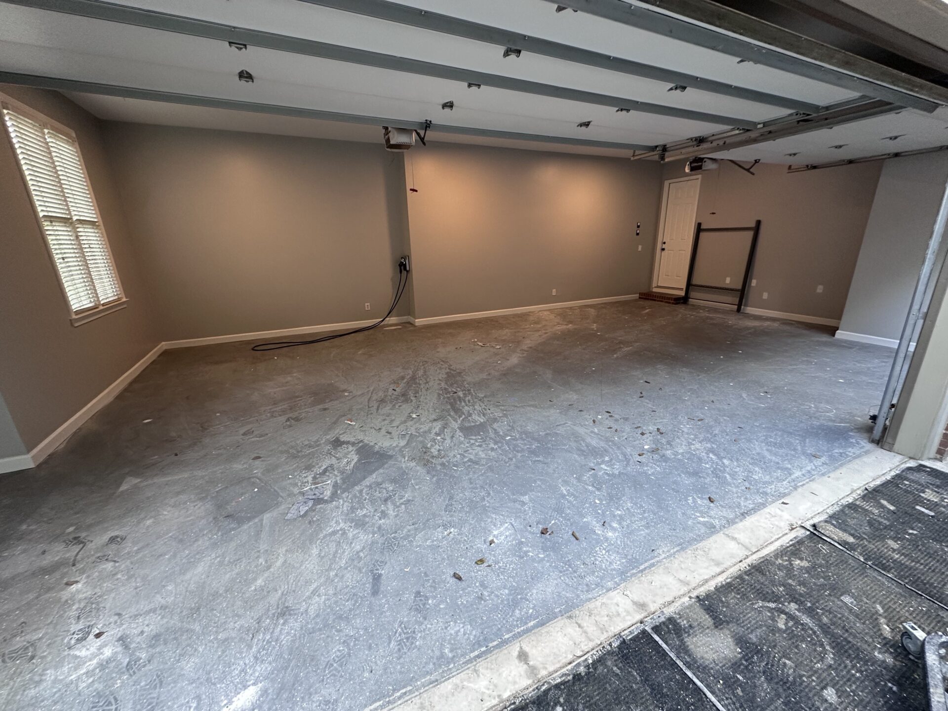 Uncoated garage floor concrete