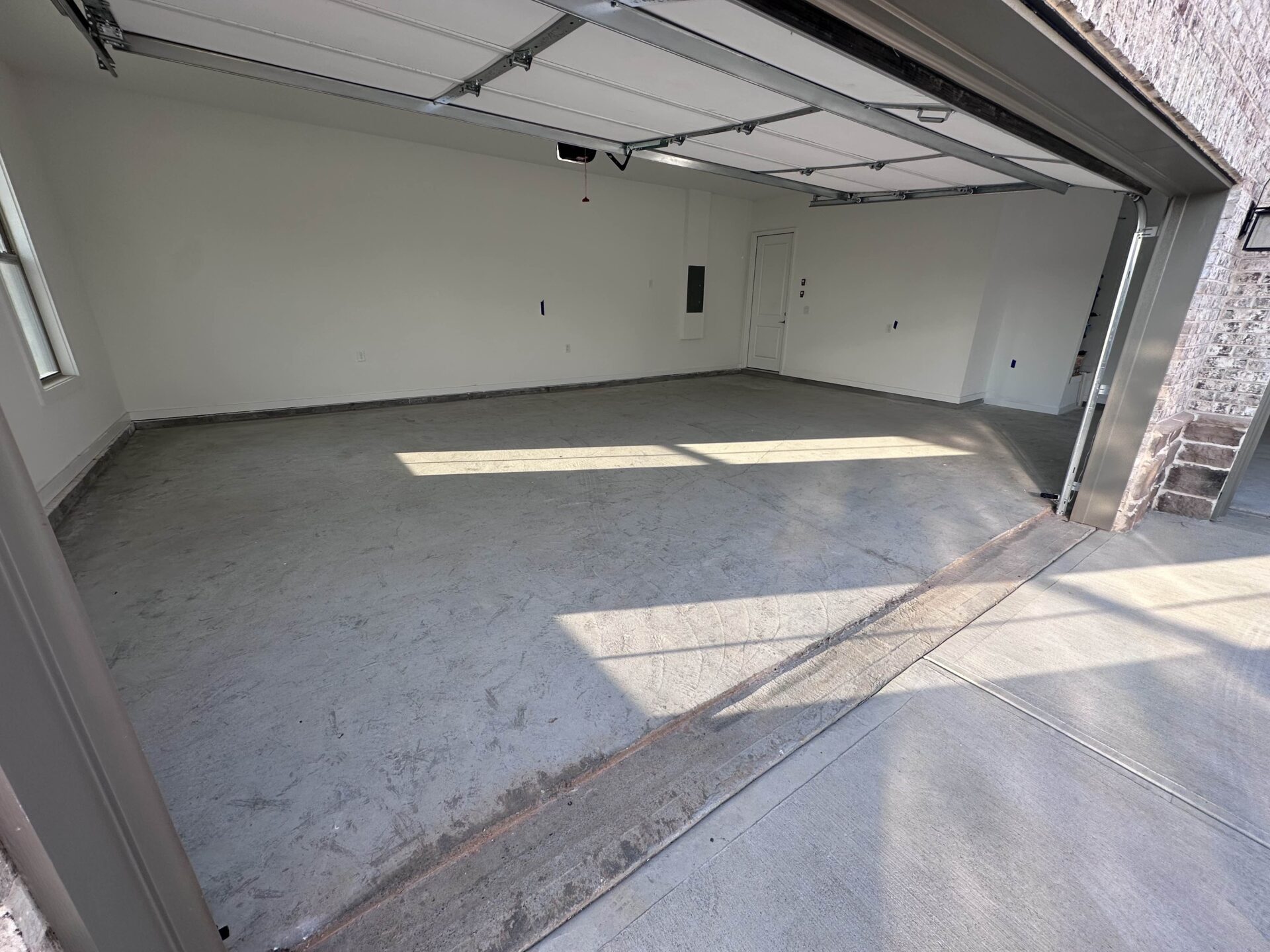 Bare concrete garage floor