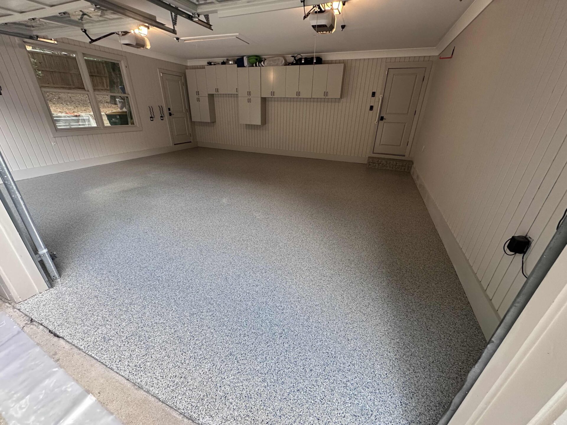 Blue taupe garage floor coating