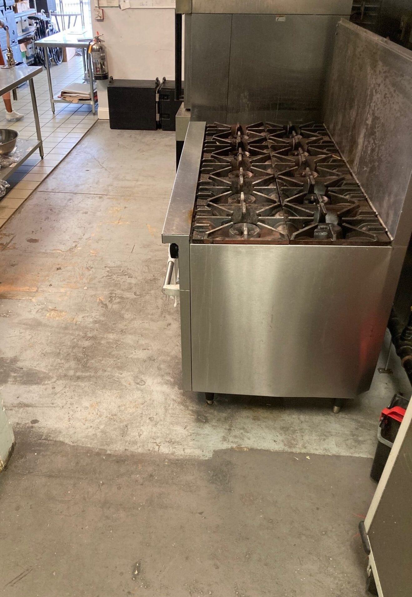 Uncoated concrete in commercial kitchen