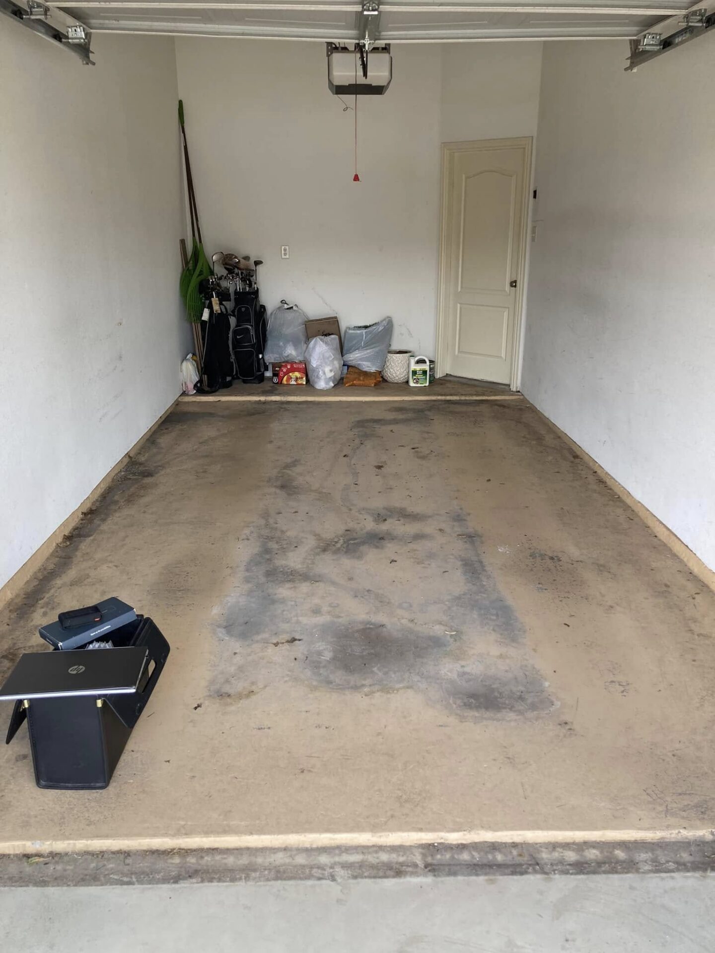 before garage floor coating and has peeling epoxy