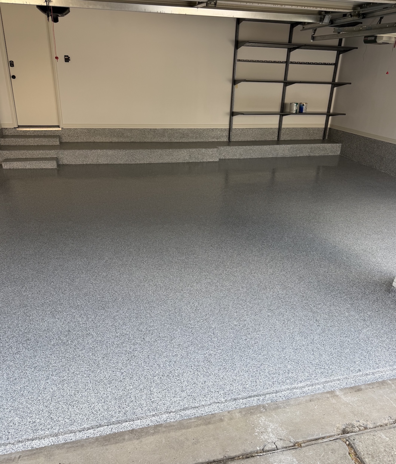 polyaspartic flooring with shelving