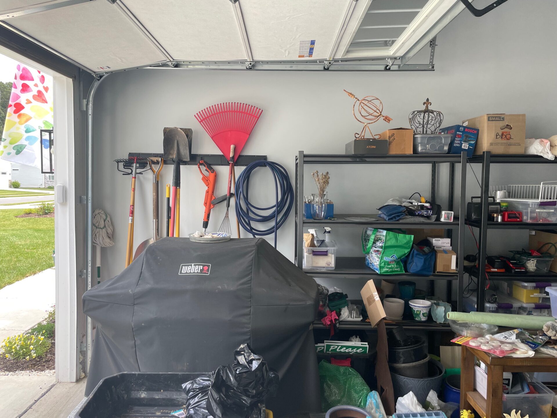 cluttered garage