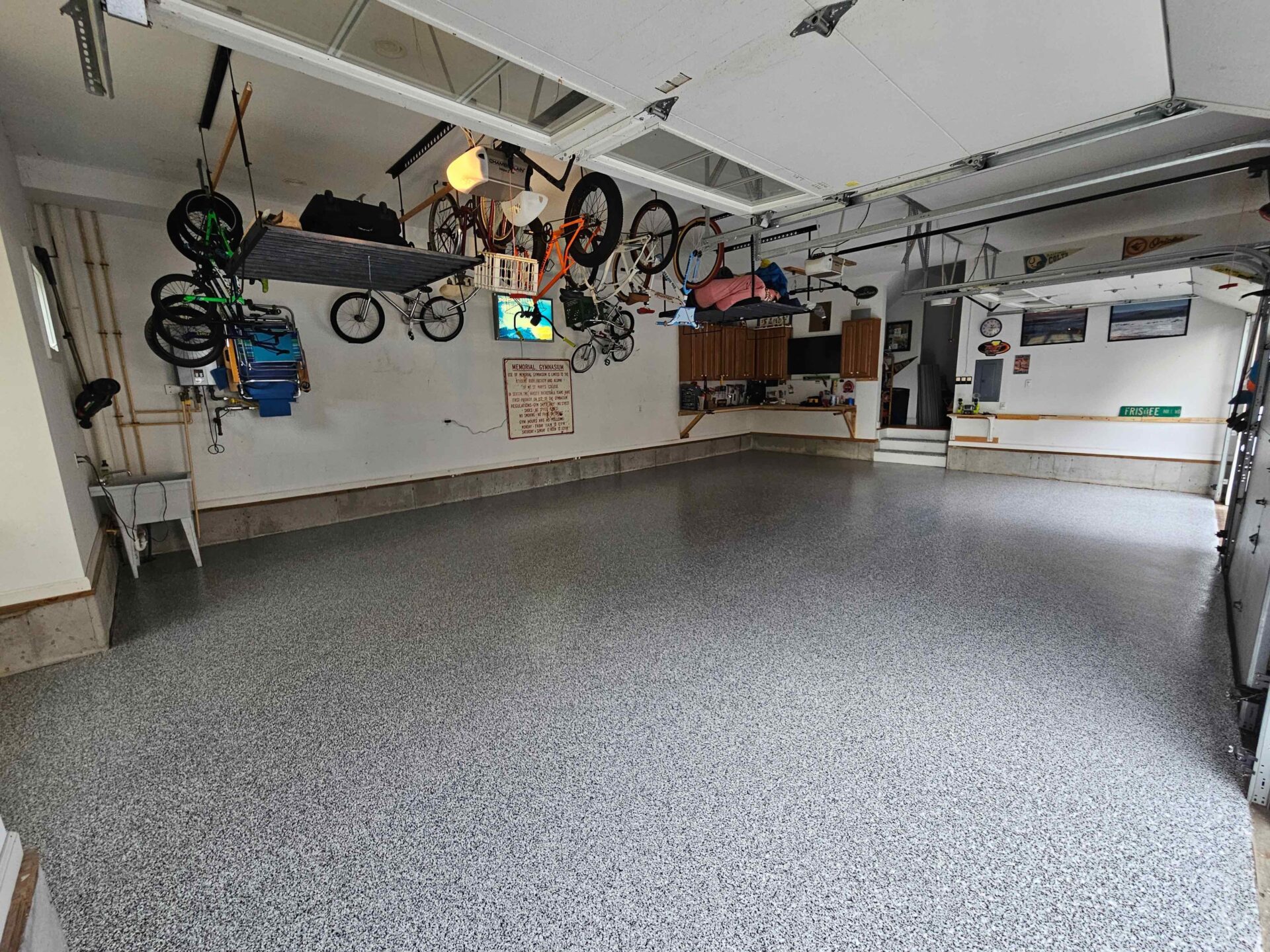 newly coated garage floor concrete