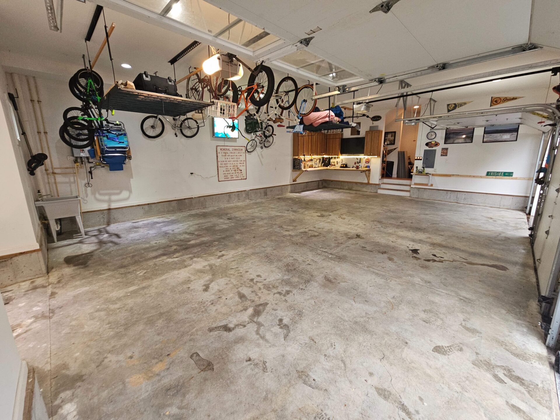 garage concrete that is stained and faded