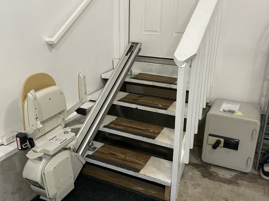 Garage Stairs before epoxy coating with access assistance