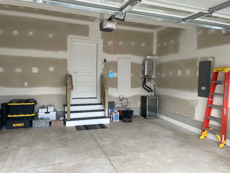 Garage floor with bare concrete