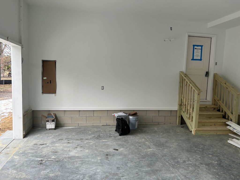 Bare concrete floor in garage