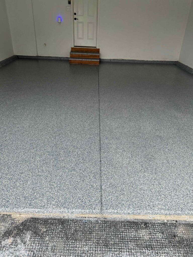 Blue Gray Polyaspartic Garage Floor