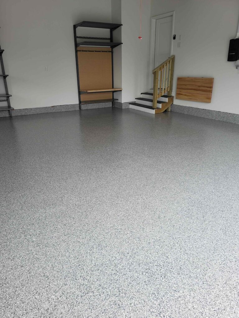 Garage Makeover in Lewes - with garage floor coating, folding workbench and a dropzone
