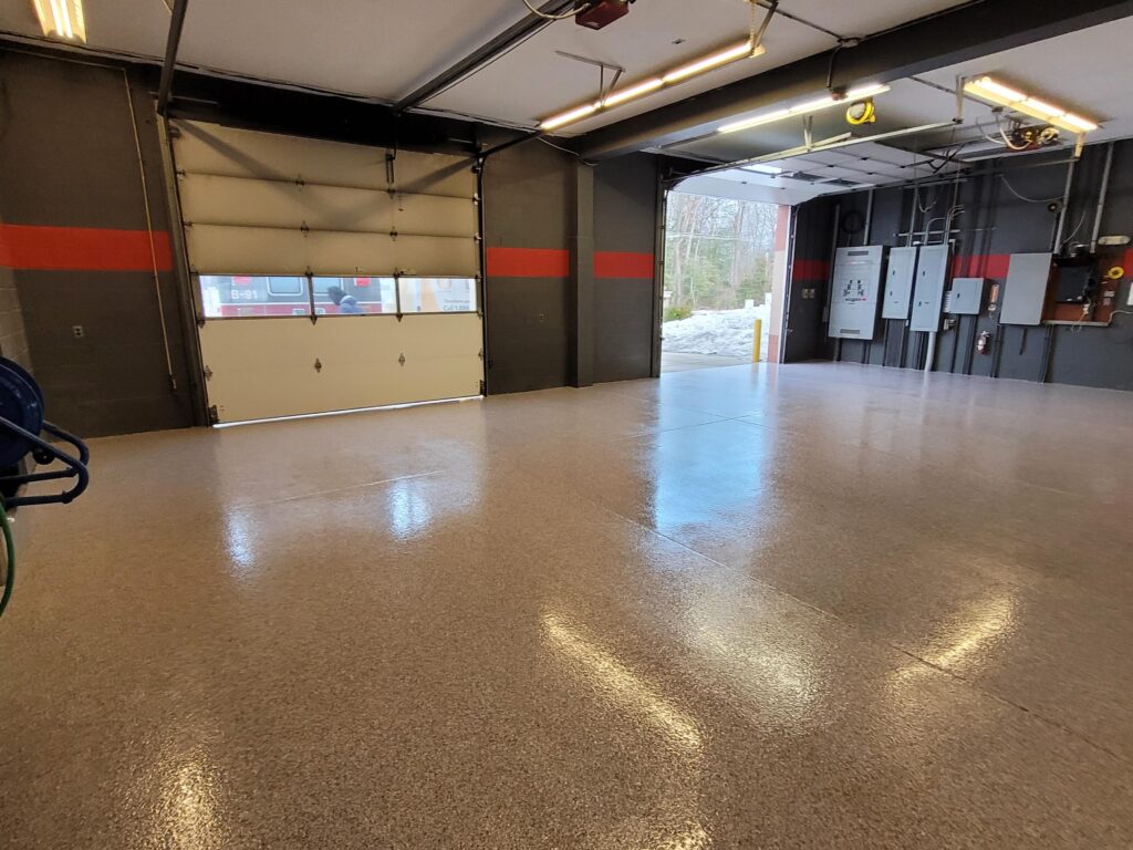 Autoshop with a new concrete floor coating in Millsboro