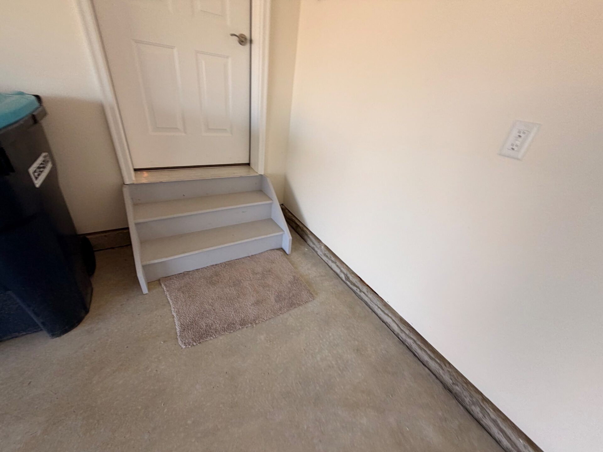 Uncoated concrete garage stairs