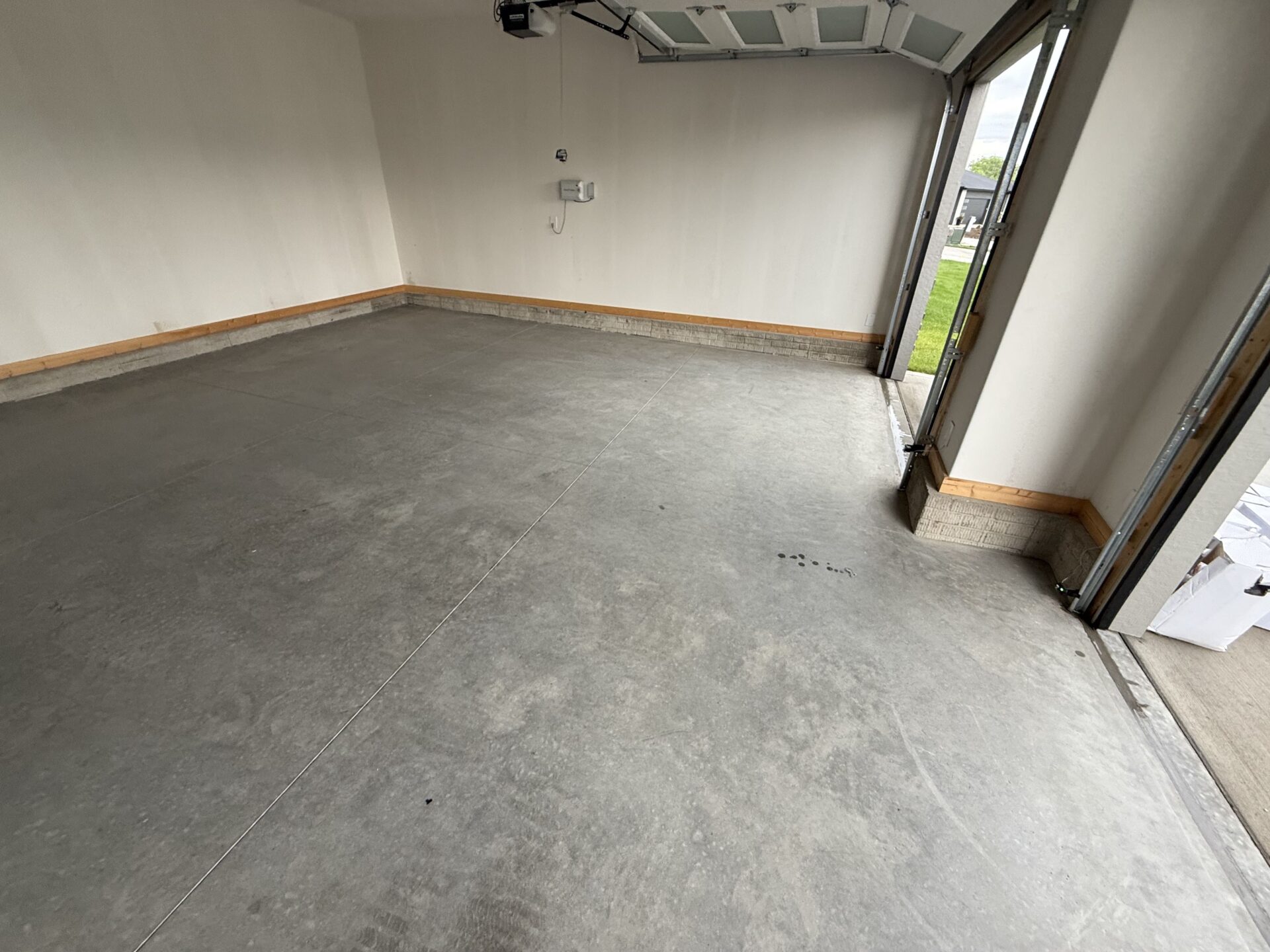Bare concrete garage floor