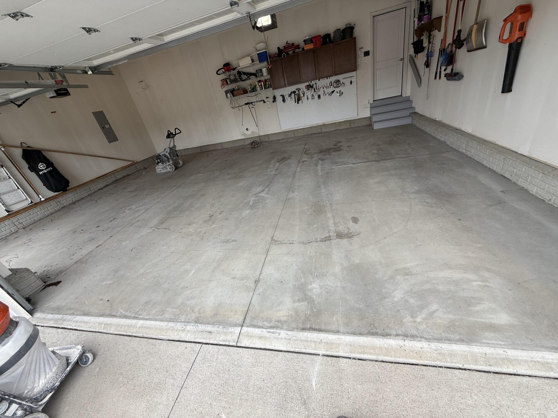 Bare concrete in garage