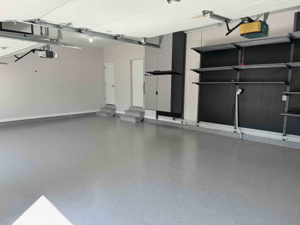 Garage with New Floor Coating and Storage