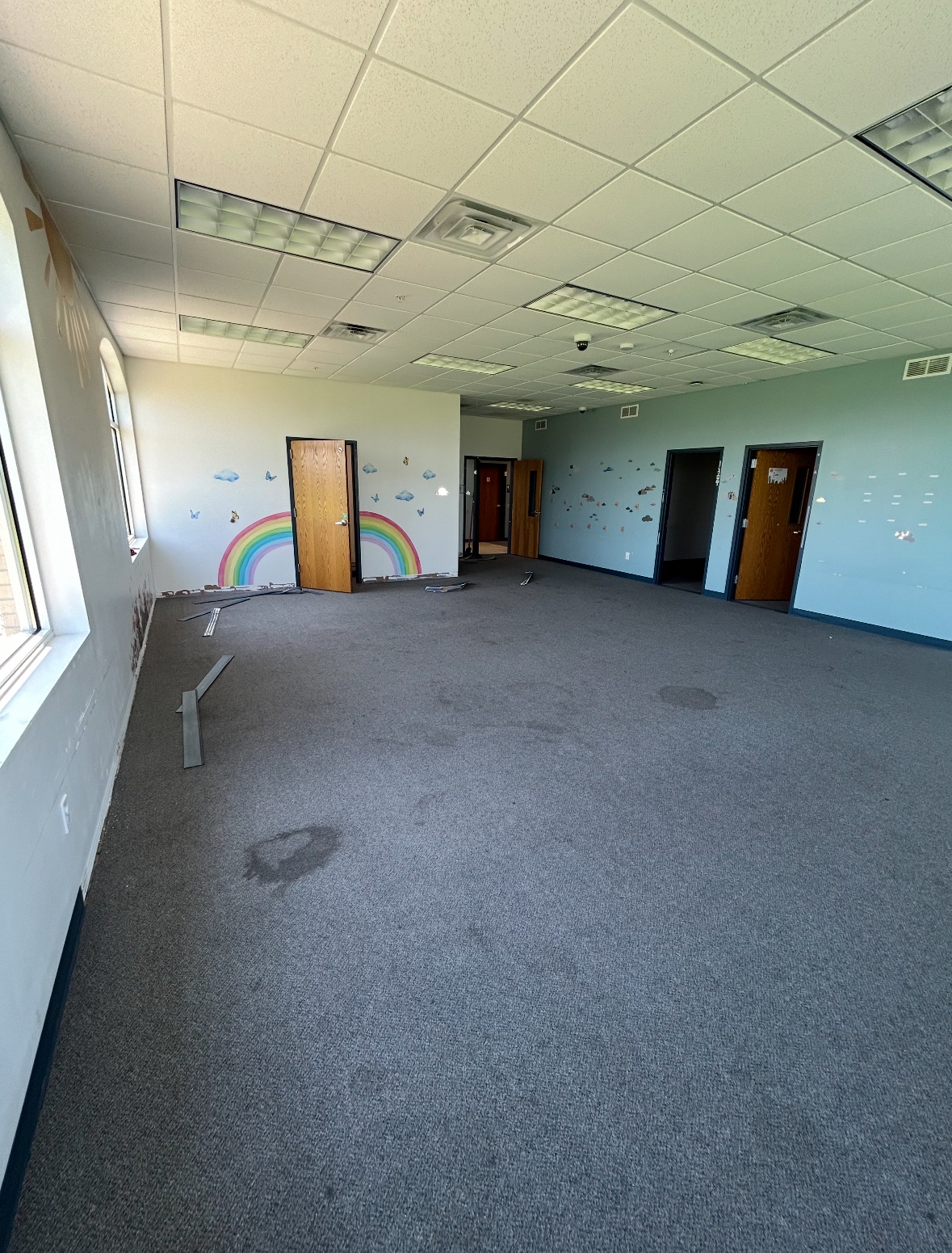 Carpeted concrete floor