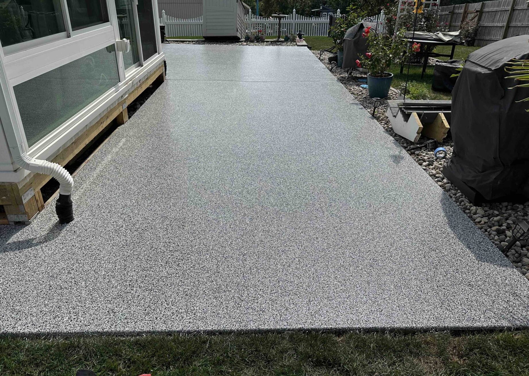 Polyaspartic coated patio concrete