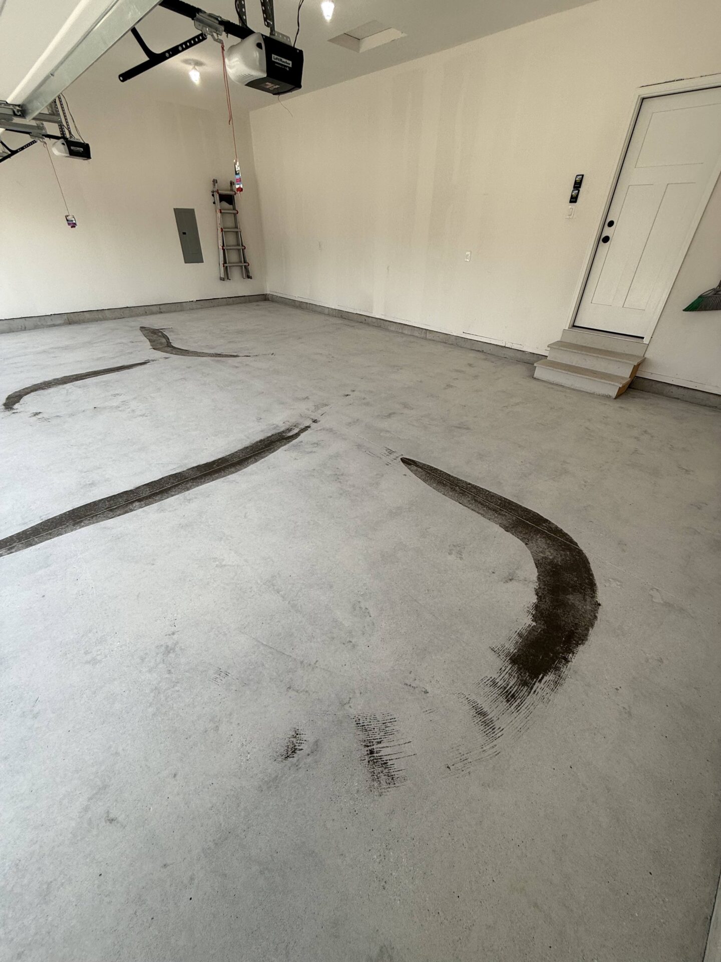 Uncoated garage floor