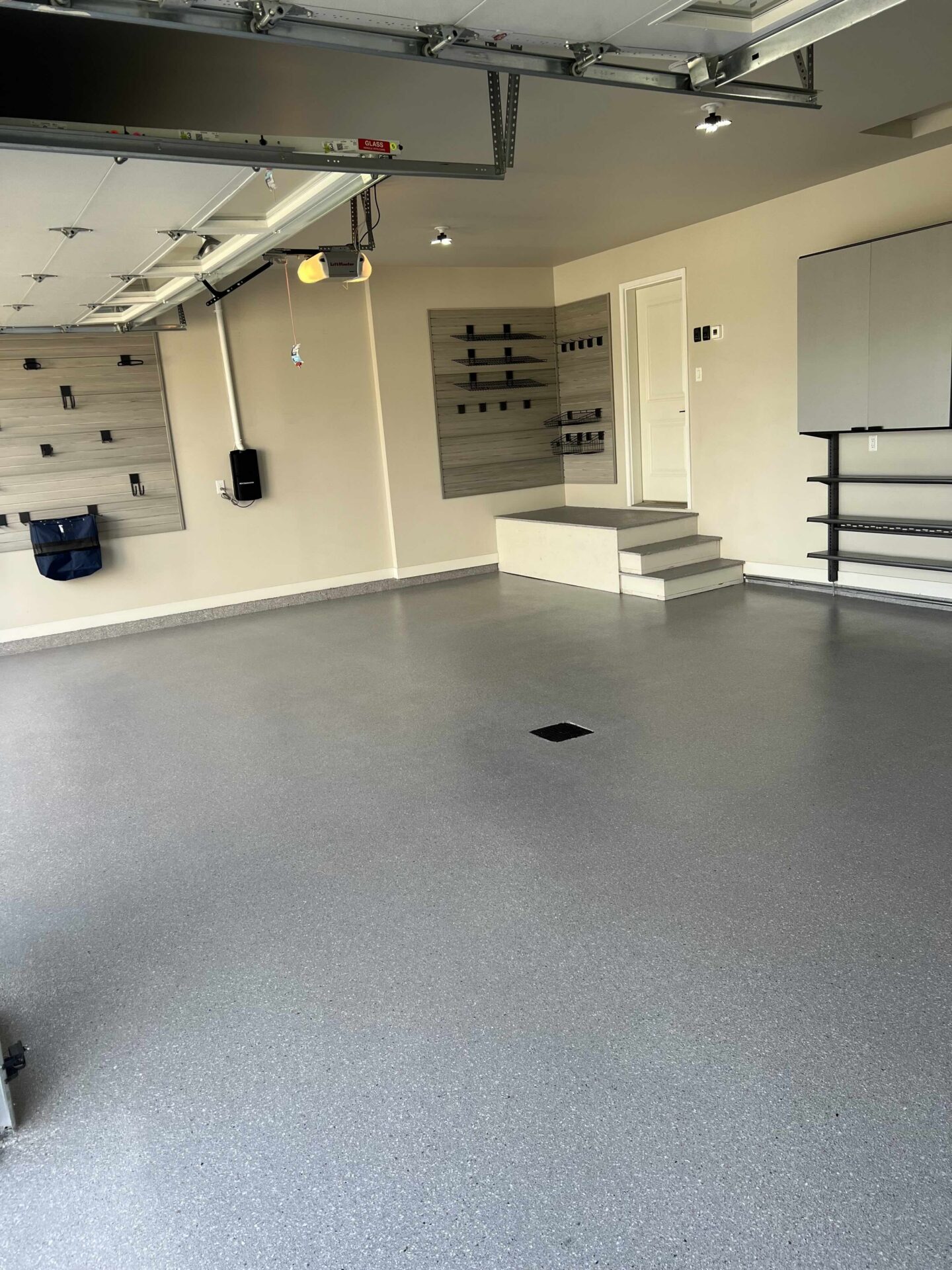 New polyaspartic garage floor coating and storage