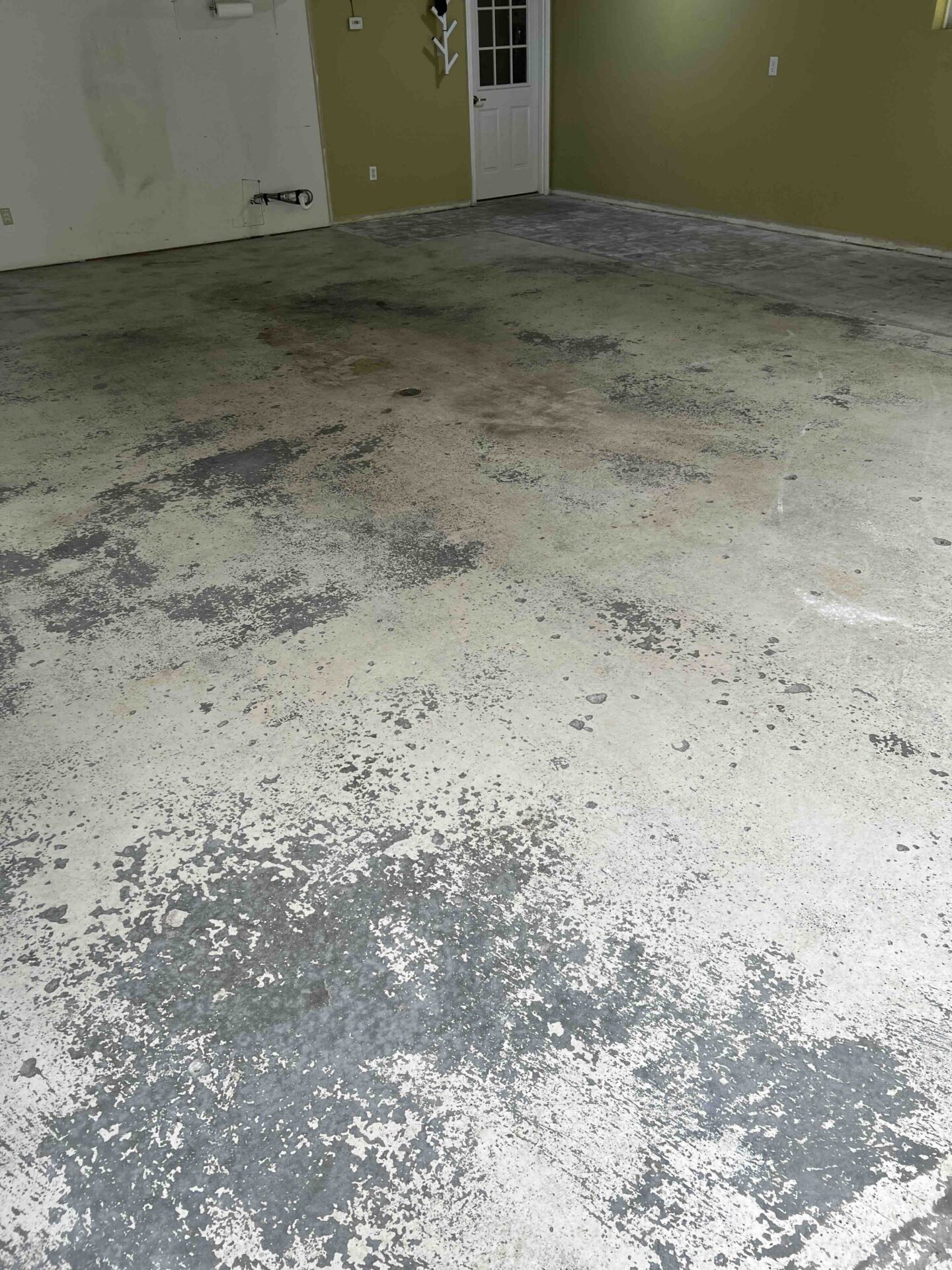 damaged, peeling garage floor