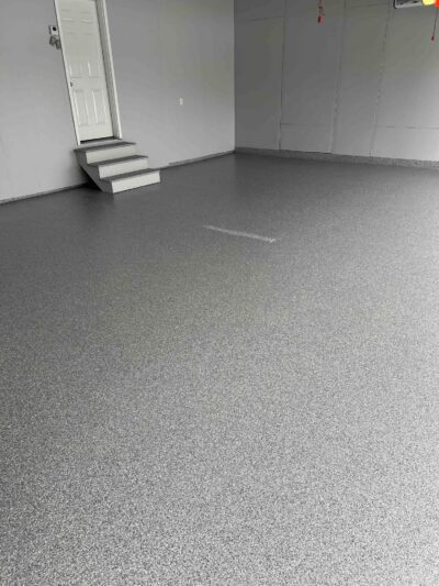 new polyaspartic coated garage concrete in Lake Park