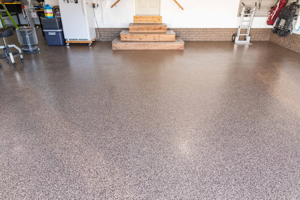 2022_01_31 Rocky Road – Slatwall – Storage – Heater AFTERS-8-HiRes-1200×800-5b2df79 Garage with brown flooring