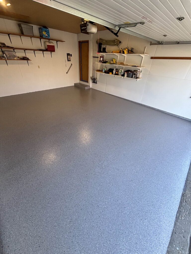 Beautiful polyaspartic garage floor coating