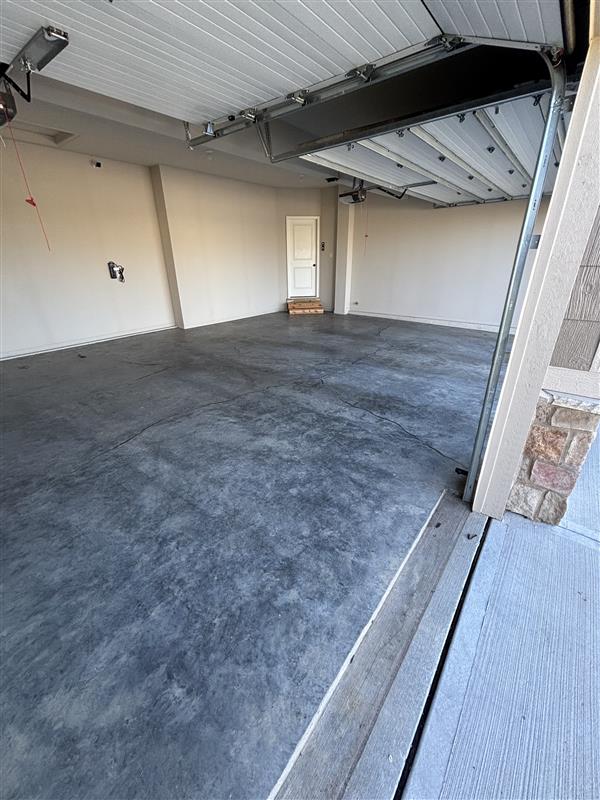 Bare garage floor concrete