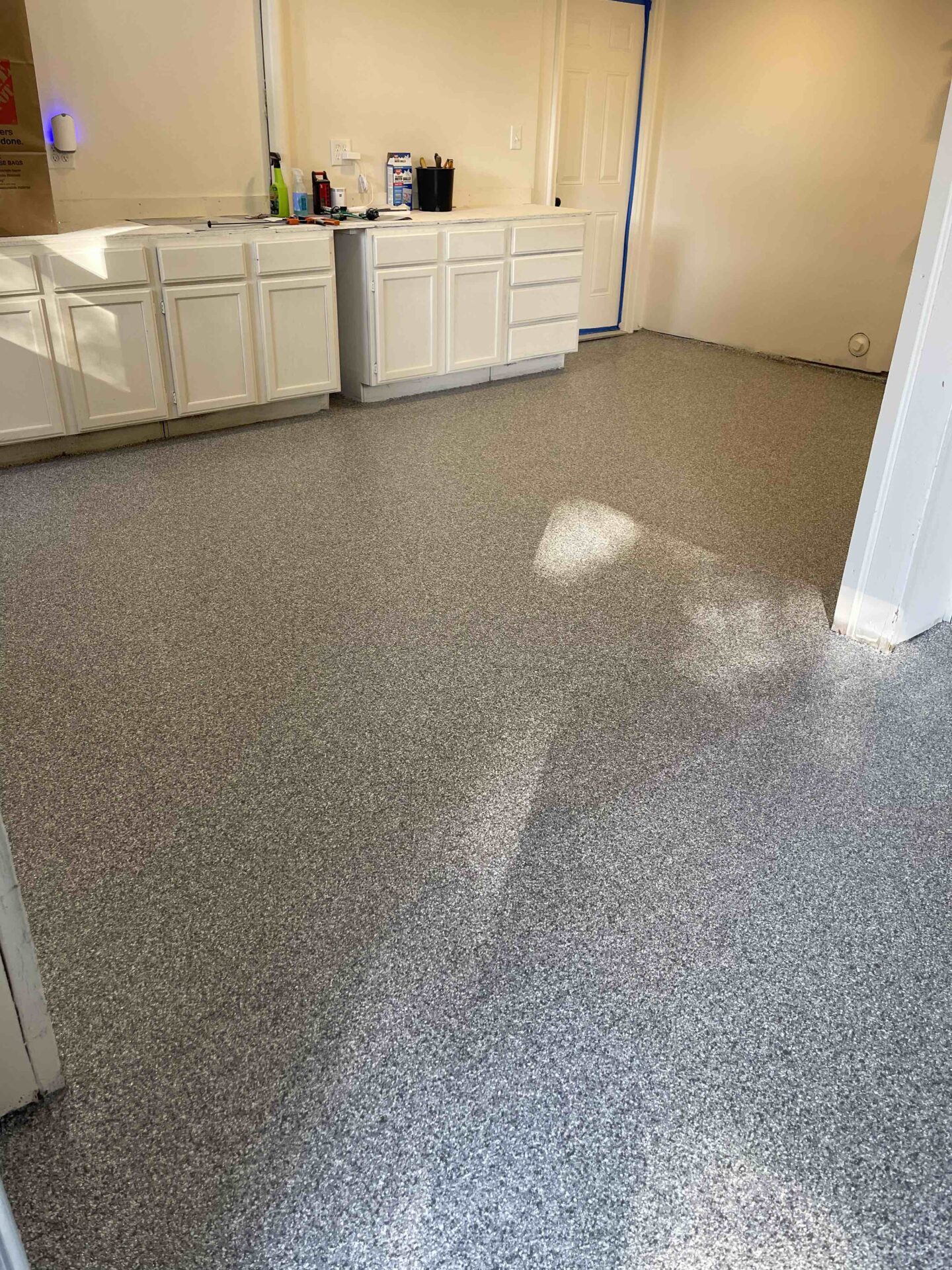 pewter polyaspartic garage concrete