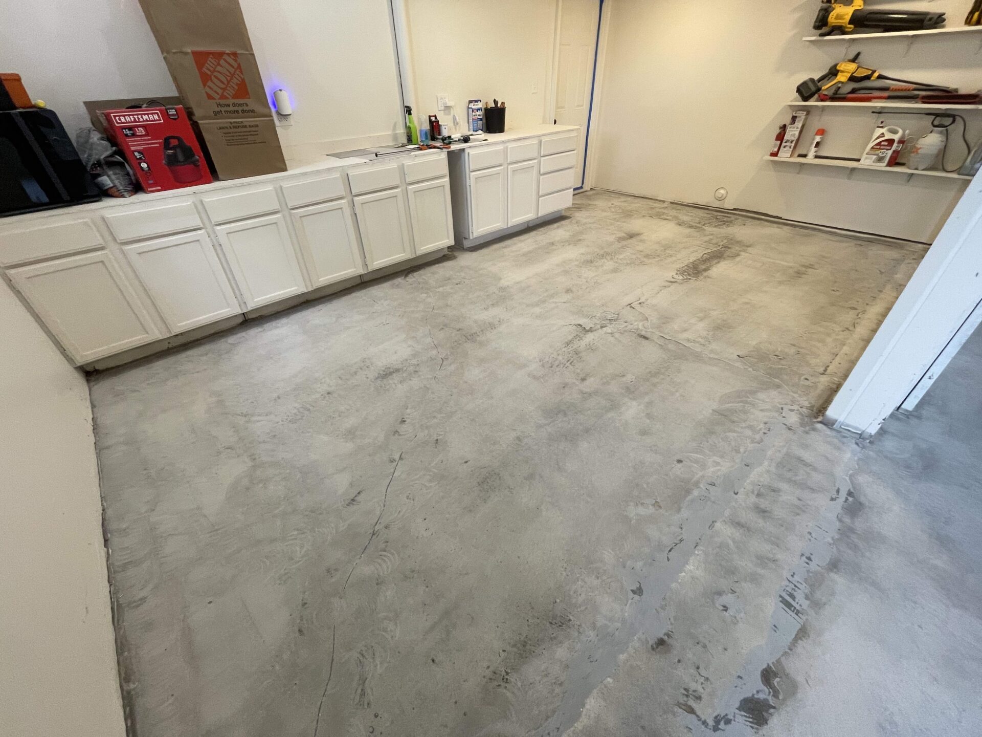 uncoated garage concrete