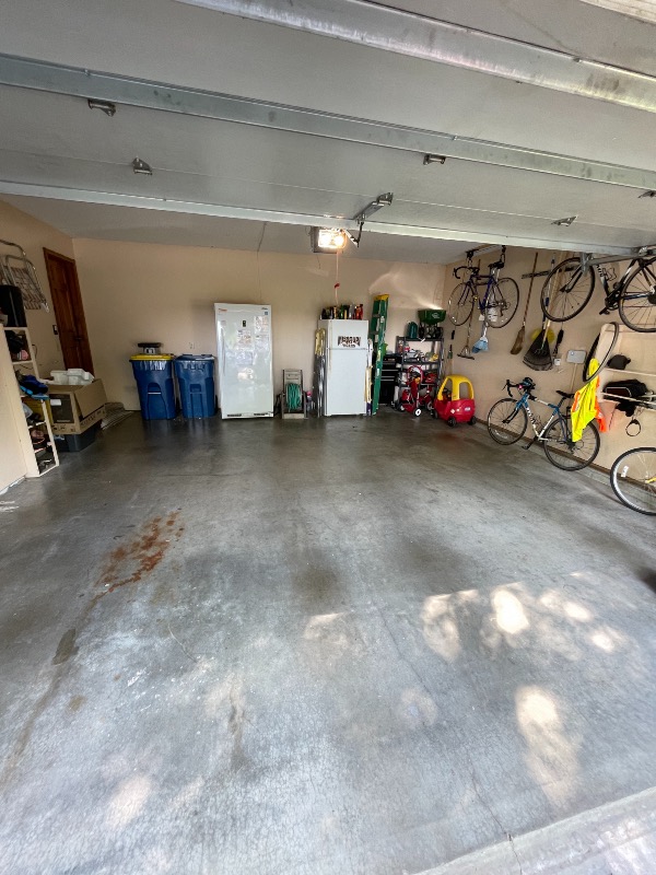 Garage with stuff everywhere