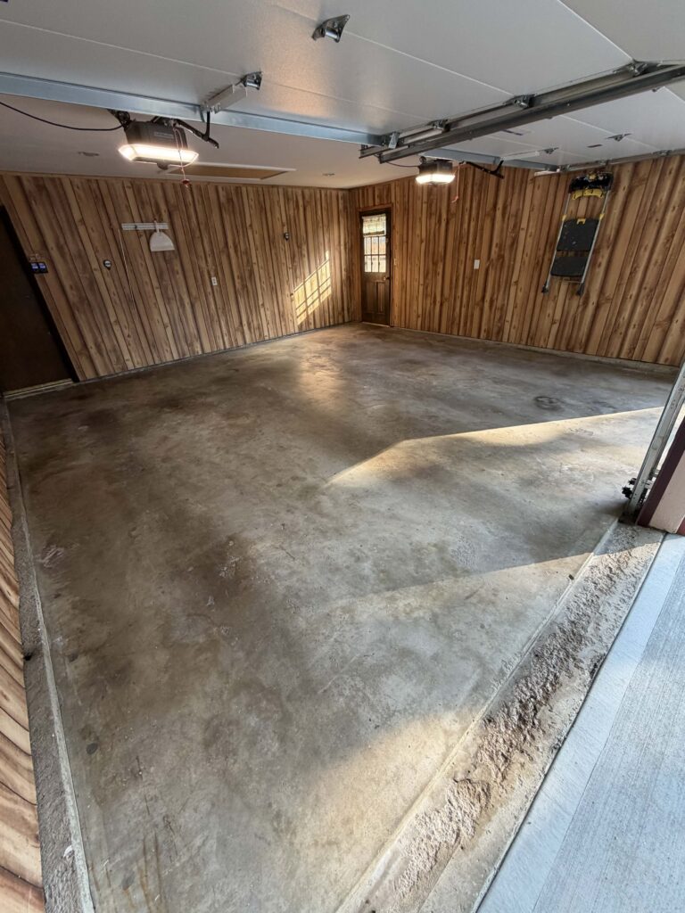 Garage before a concrete coating