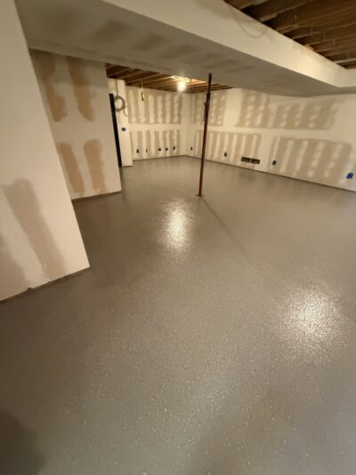 after photo basement concrete coating in leavenworth