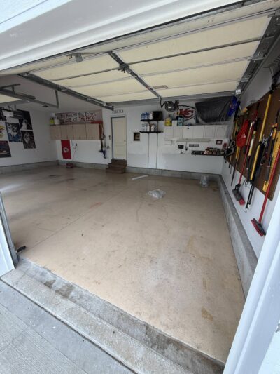 peeling epoxy concrete floor before a new coating in Kearney