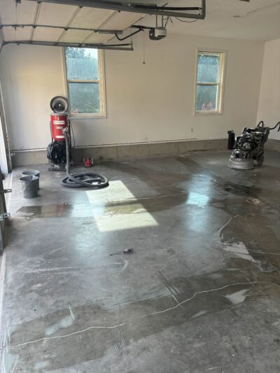 garage floor project before Oak Grove