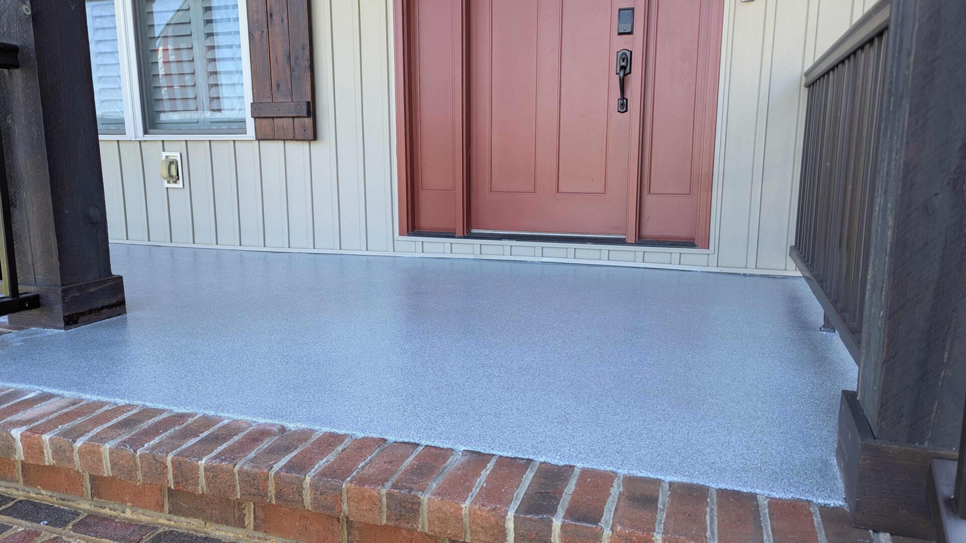 Polyaspartic front porch concrete coating