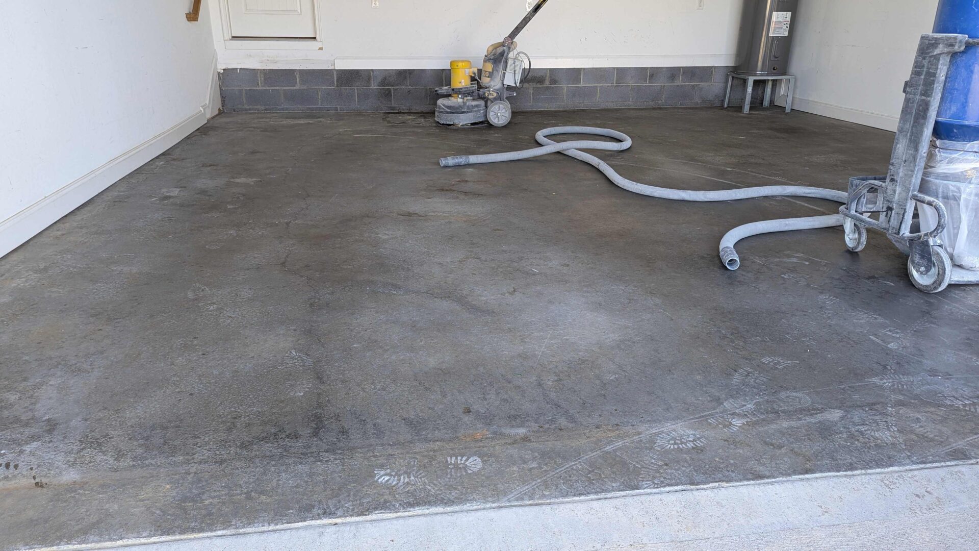 Uncoated garage floor