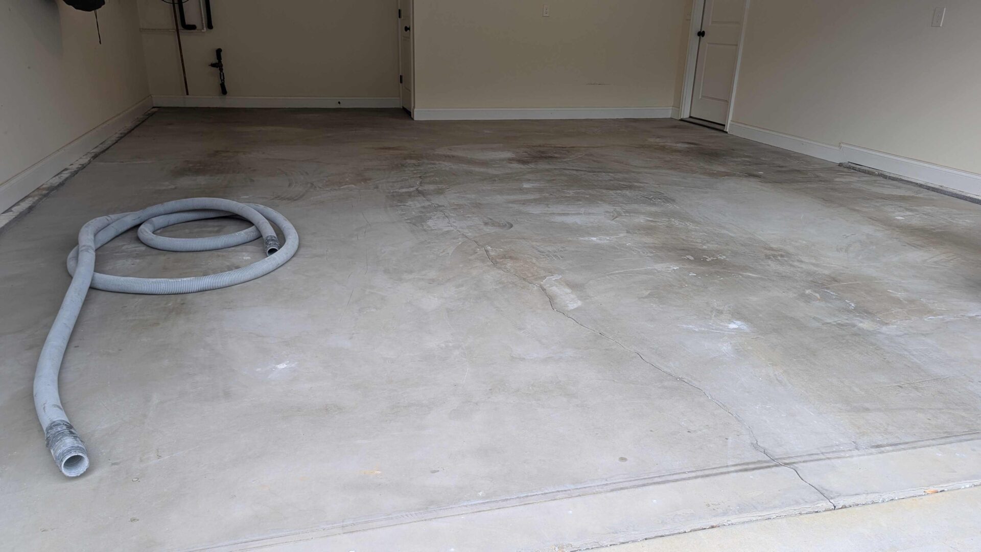 Uncoated garage concrete