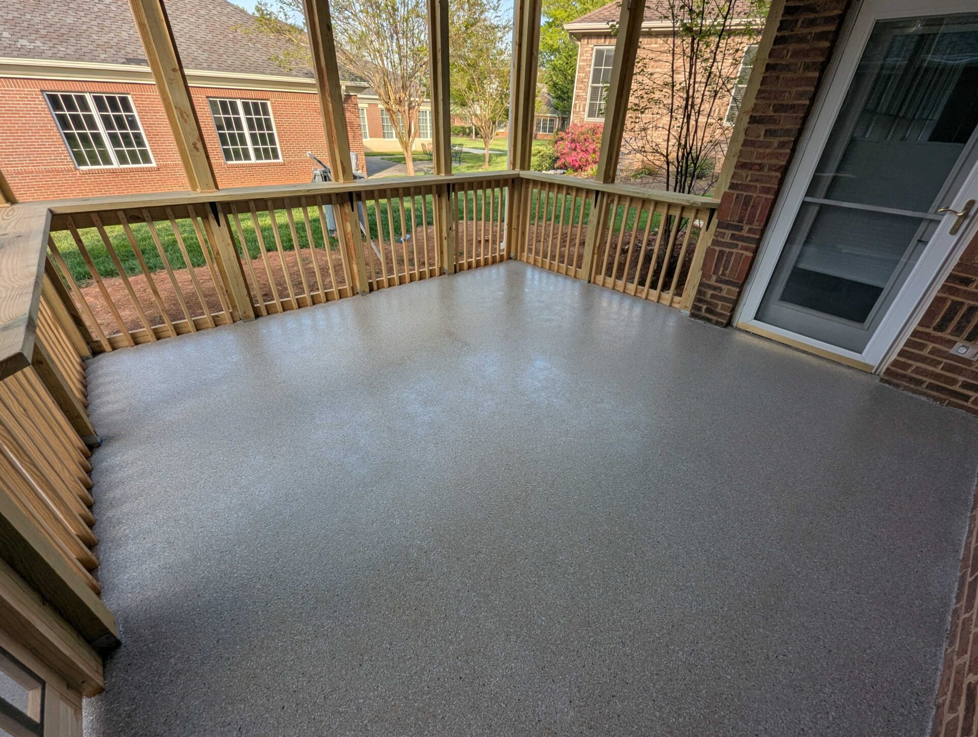 Coated porch concrete