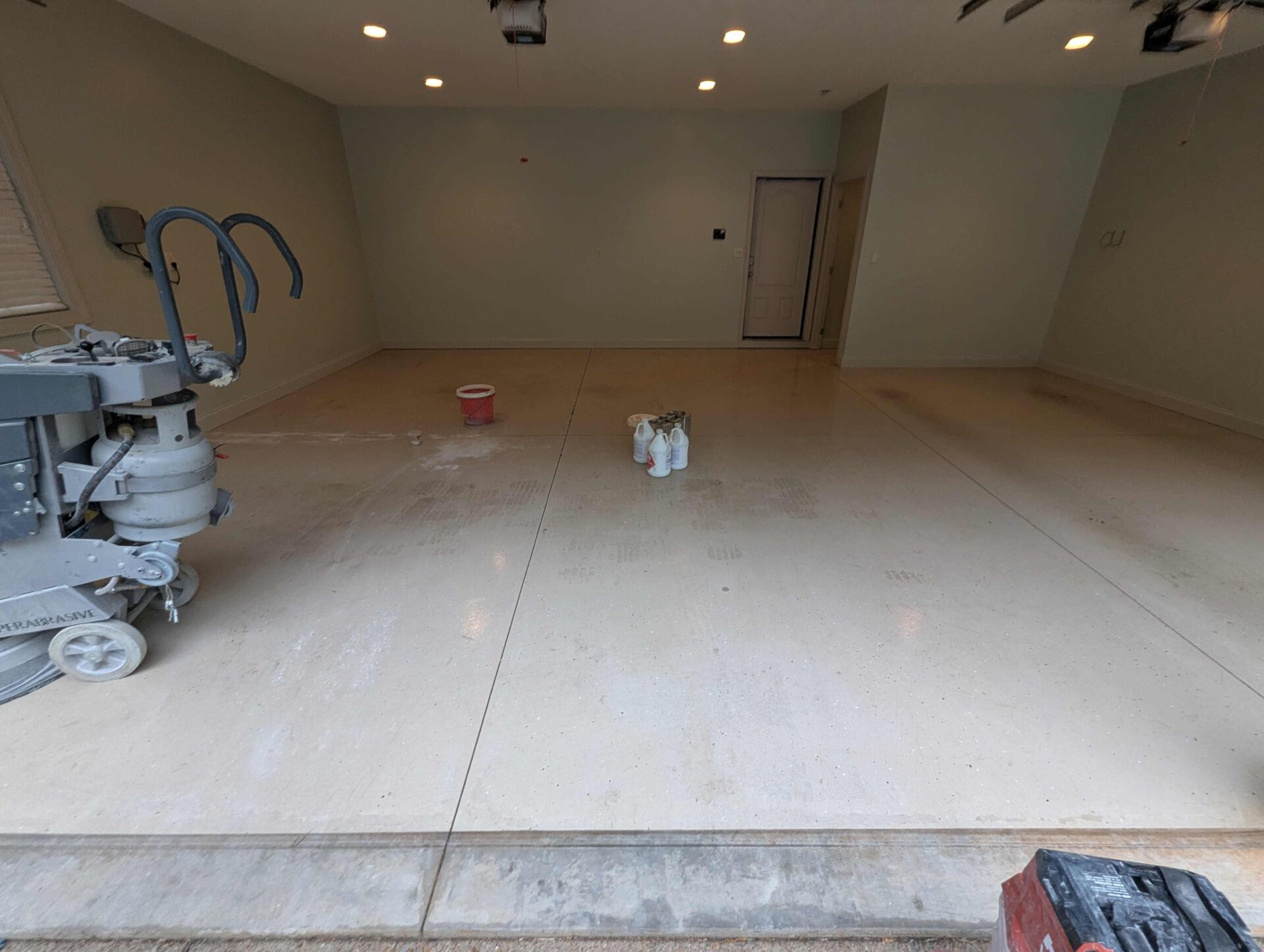 Uncoated garage floor concrete