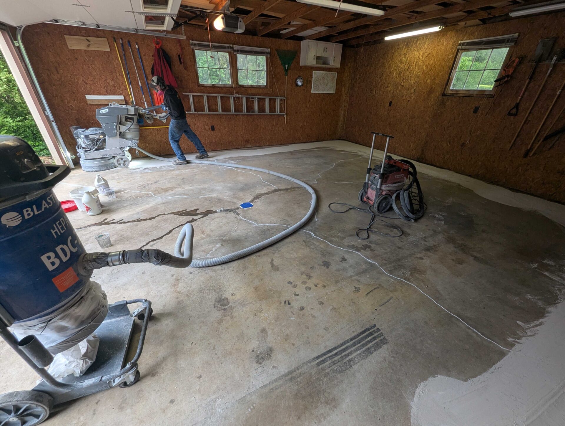 Dingy uncoated garage concrete