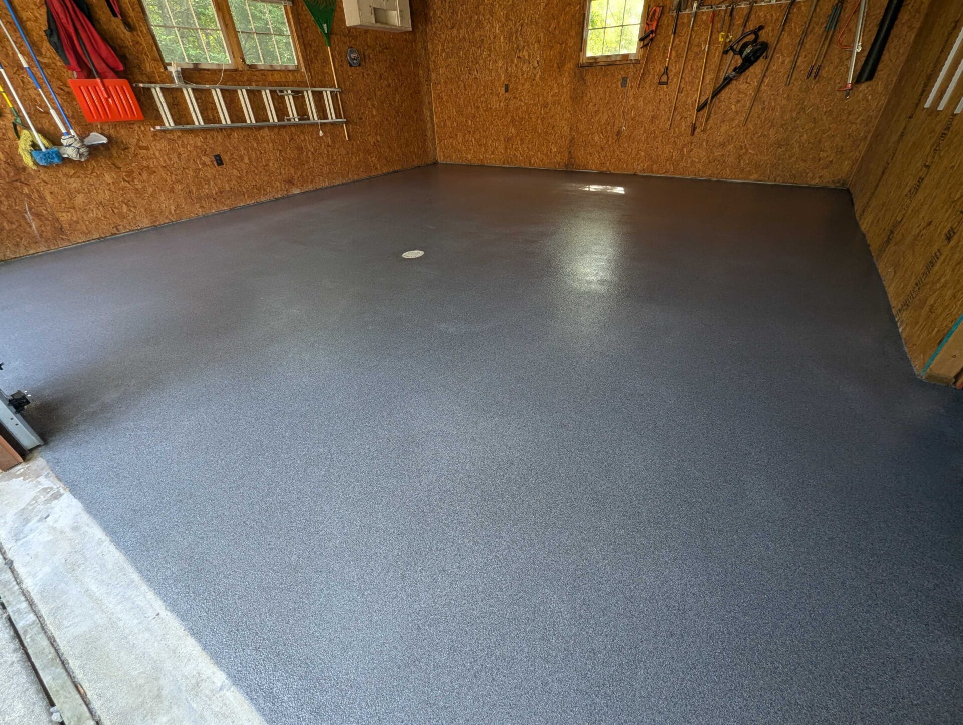 Slate colored polyaspartic garage coating