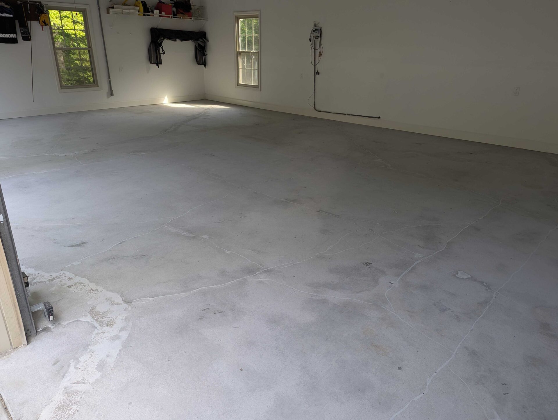 Uncoated garage floor concrete