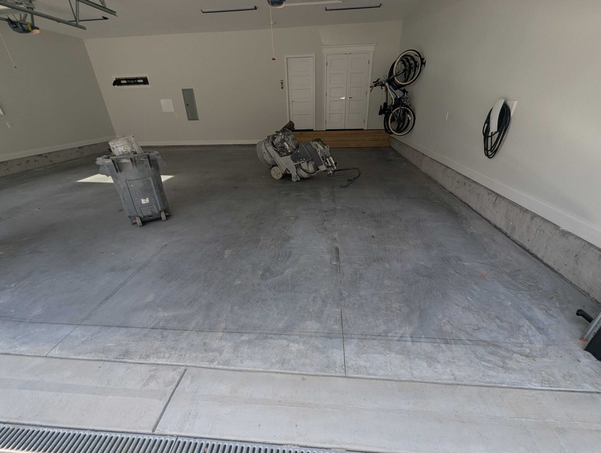 Uncoated garage floor concrete