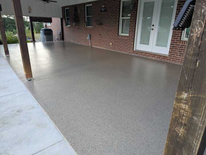 Porch with polyaspartic concrete coating