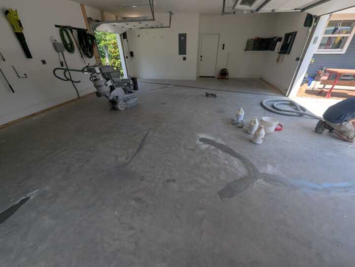 uncoated concrete garage floor