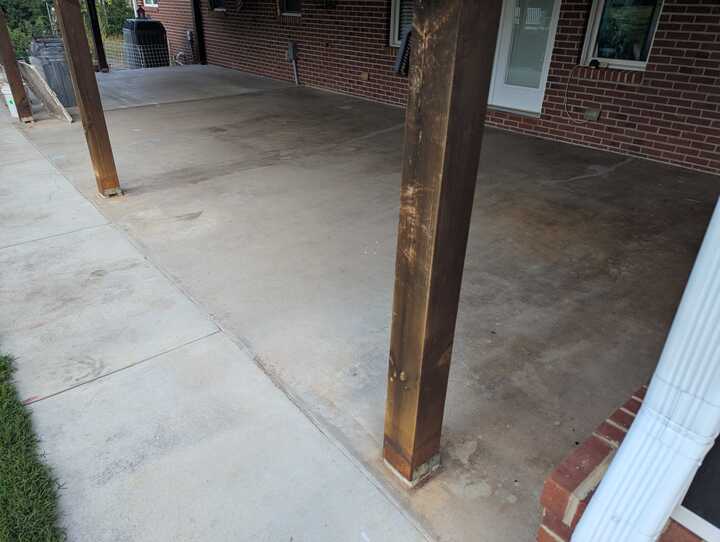 Back porch with bare concrete