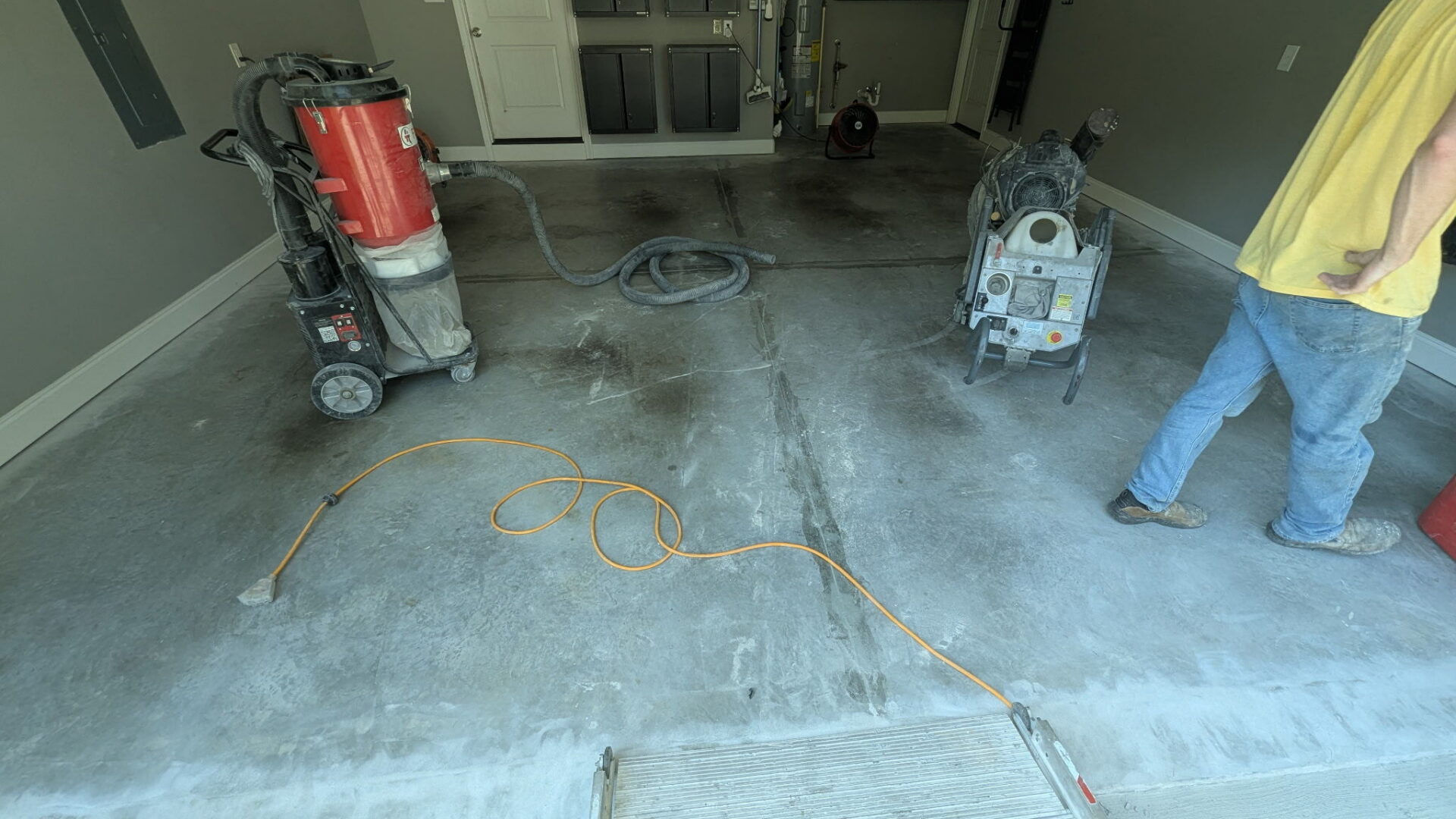 stained garage concrete